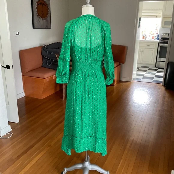 NWOT ba&sh green midi dress henley neckline - Picture 8 of 12
